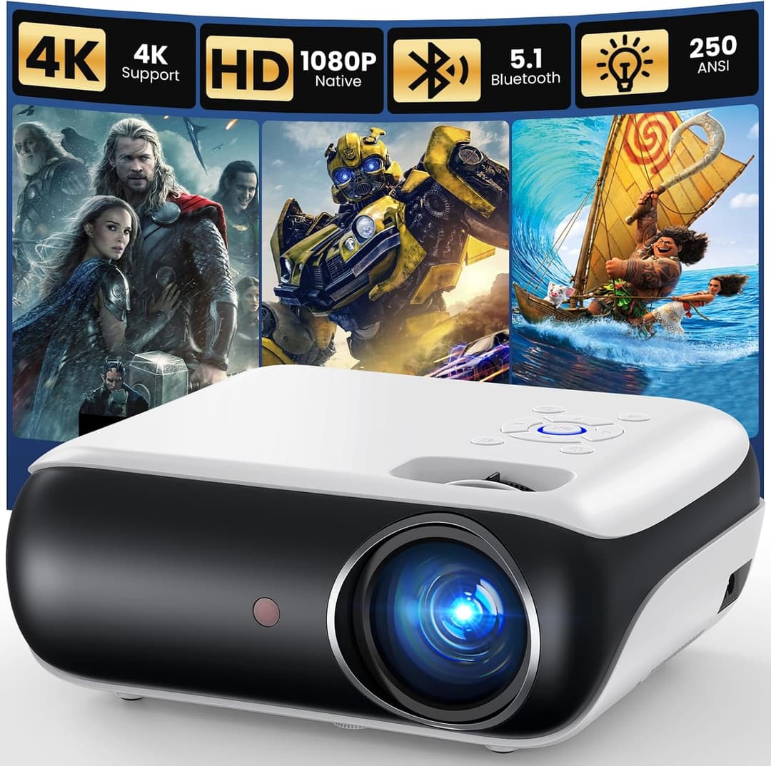 HAPPRUN Native 1080p Outdoor Projector, Projectors